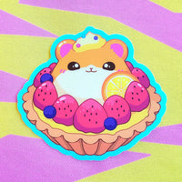 Emoji: Hamster Fruit Tart Vinyl Sticker