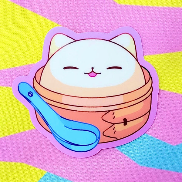 Food: Soup Dumpling Cat Vinyl Sticker
