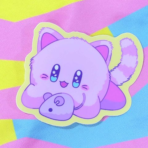 Kirb: Purrby Cat Mouse vinyl sticker