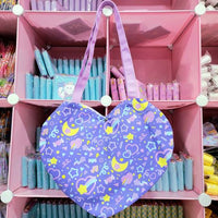 Heart Tote Bag: Purple Fancy Moons