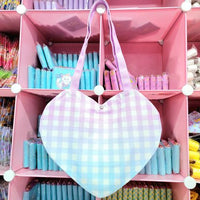 Heart Tote Bag: Princess Kitty Gingham