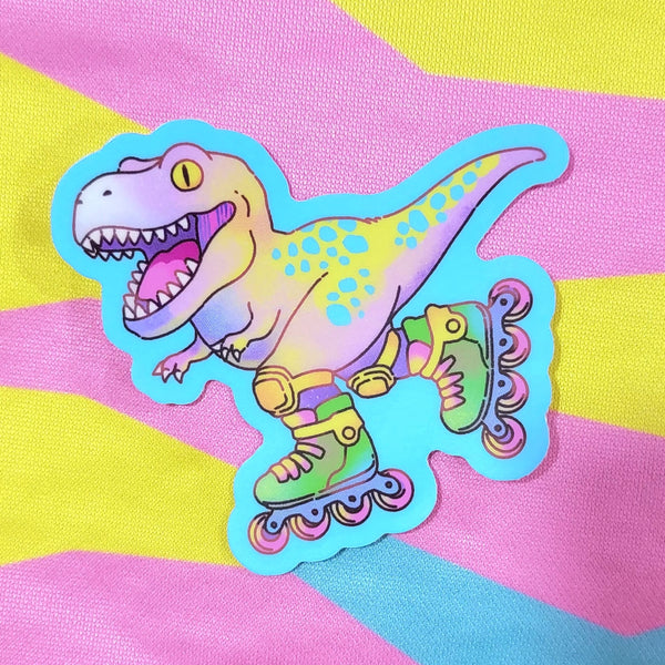 Rad: Rollerblading TRex Dinosaur Vinyl Sticker