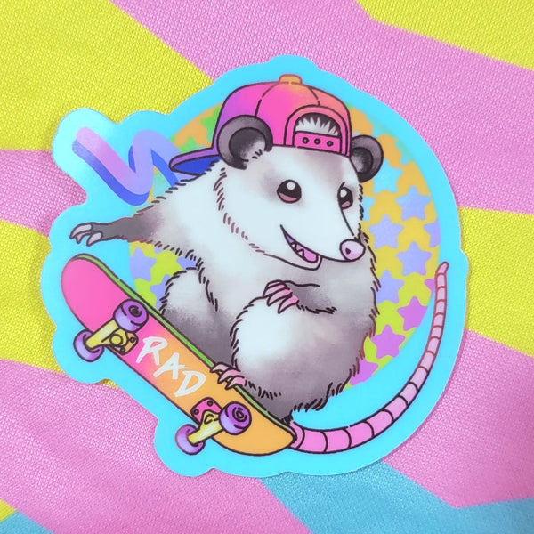 Rad: Skateboarding Opossum Vinyl Sticker