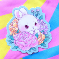 Baby: Peony Bunny Rabbit Vinyl Sticker