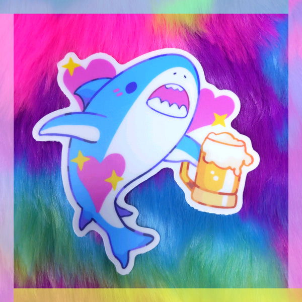 Emoji: Beer Shark Vinyl Sticker