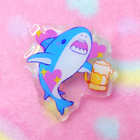 Emoji: Beer Shark Acrylic Pin